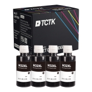 TCTK Atramentové náplne 32XL sada 4 ks čierna kompatibilný s HP Smart Tank 502 510 5100 5105 5106 5107 5108 513 514 517 532 533 534 536 539 6000 6001 6002 6005 6006 617 670 675 7000, nahrádza 1VV24AA