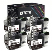 TCTK Atramentové náplne LC-421XL sada 4 ks čierna kompatibilný s Brother DCP-J 1050 DW, DCP-J 1140 DW, DCP-J 1800 DW, MFC-J 1010 DW, nahrádza LC421XLBK
