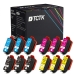 TCTK atramentové kazety 202XL sada 12 ks CMYK kompatibilné s Epson Expression Premium XP-6000 XP-6001 XP-6005 XP-6100 XP-6105, nahrádza C13T02H24010