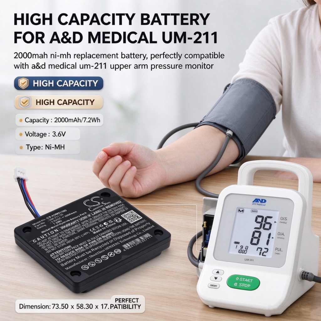 Batérie kompatibilné s A&D Medical UM-211 Upper Arm Pressure Monitor CS-AUM211MD