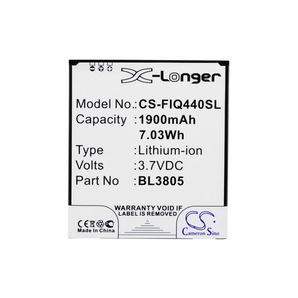 Cameron Sino CS-FIQ440SL pohľad na štítok: Fly 3,7V 1900mAh 7,03Wh BL3805, batéria Fly BL3805 X-Longer
