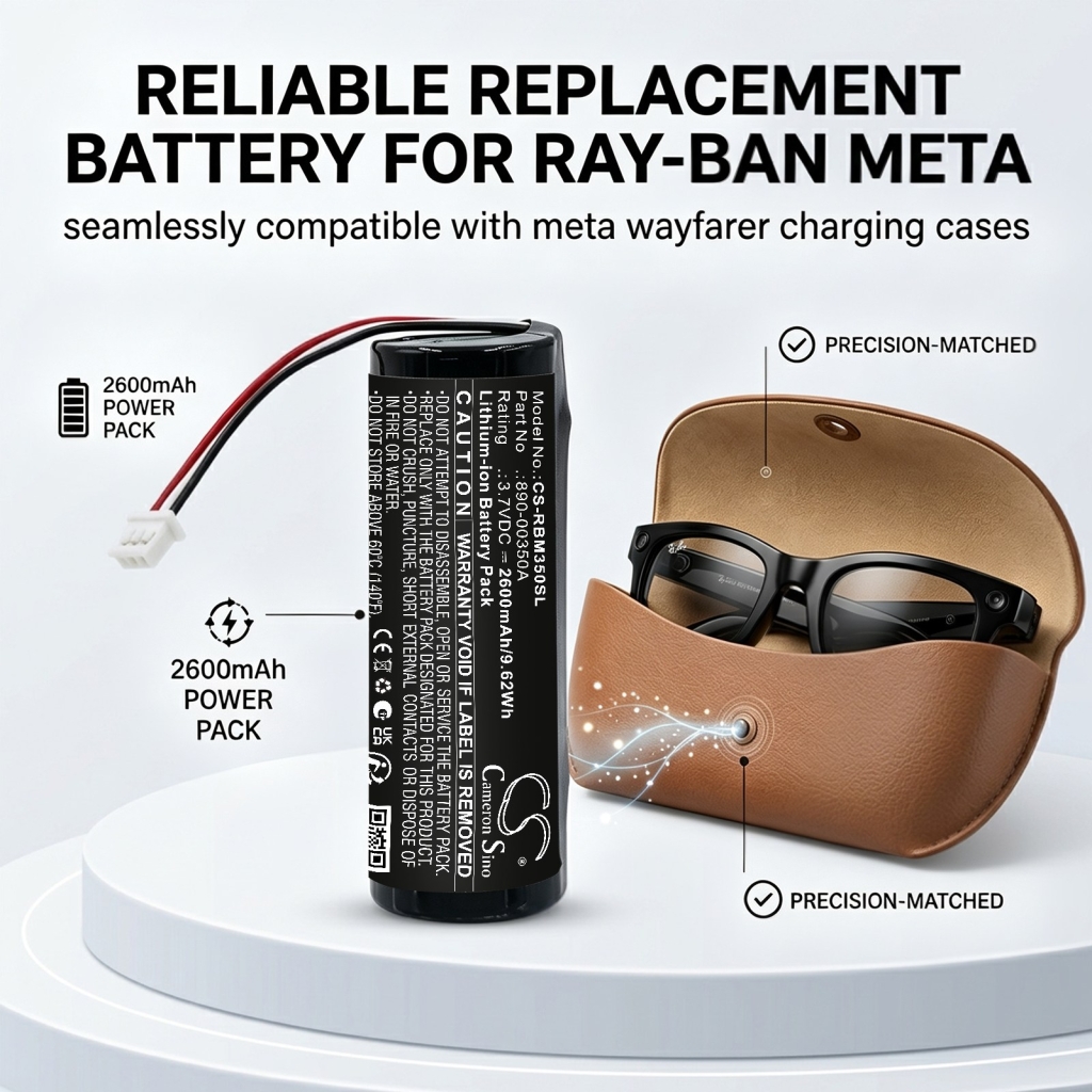 Batérie kompatibilné s Ray-ban Meta Wayfarer Charging Case CS-RBM350SL