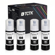 TCTK Atramentové náplne E-108BK sada 4 ks čierna kompatibilný s Epson L8000 Series L18050 L8050 L8100