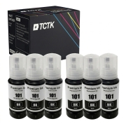 TCTK Atramentové náplne E-101BK E-101BK sada 6 ks čierna kompatibilný s Epson EcoTank L14150 L4150 L4160 L4260 L4266 L6160 L6170 L6176 L6190 L6260 L6270 L6276 L6290