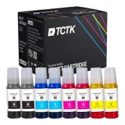 TCTK Fľaštičky s atramentom 104 Sada 8 ks 2x CMYK Kompatibilné s Epson EcoTank ET-1810 ET-2400 ET-2700 ET-2710 ET-2720 ET-2810 ET-2820 ET-2850 ET-3750 ET-4750 ET-4850, Nahradzuje C13T00P140