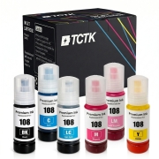TCTK Atramentové náplne E-108BK E-108C E-108LC E-108LM E-108M E-108Y sada 6 ks viacfarebná kompatibilný s Epson L8000 Series L18050 L8050 L8100
