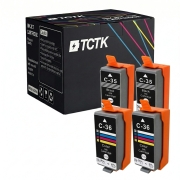 TCTK Atramentové náplne C-35BK C-36C sada 4 ks 2x čierna 2x azúrová kompatibilný s Canon PIXMA iP100 iP100B iP110, PIXMA TR150 with battery