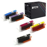 TCTK Atramentové náplne CLI-581XXLPB CLI-581XXLBK CLI-581XXLC CLI-581XXLM CLI-581XXLY sada 5 ks viacfarebná kompatibilný s Canon PIXMA TS 6100 6150 6151 6200 6220 6240 6241 6250, nahrádza 1999C001