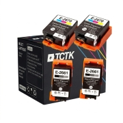 TCTK Atramentové náplne 266 267 sada 4 ks 2x čierna 2x Multi-Color kompatibilný s Epson WorkForce WF-100 W, WorkForce WF-110 W, nahrádza C13T26614010