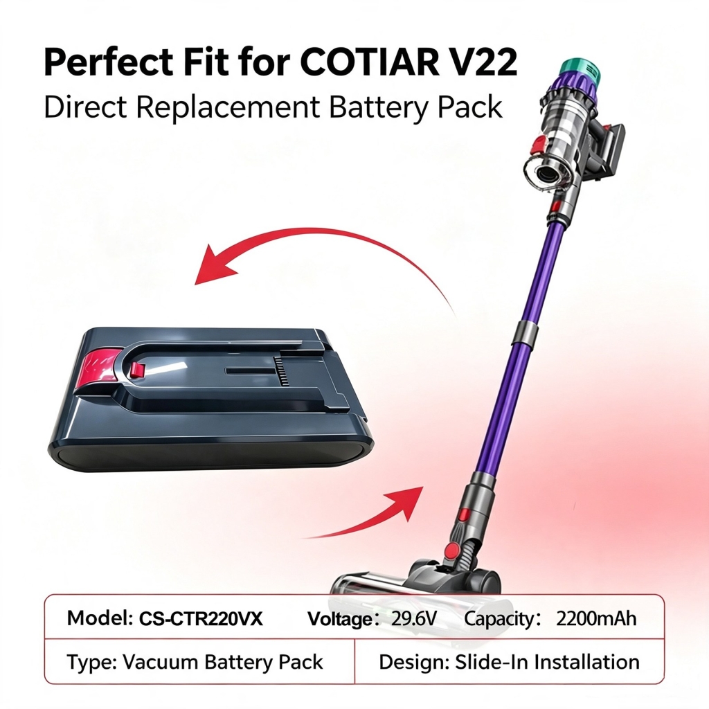 Batérie kompatibilné s COTIAR V22 V22 650W Cordless Vacuum Cleaner 55kPa Suction Power Brushless Vacuum CS-CTR220VX