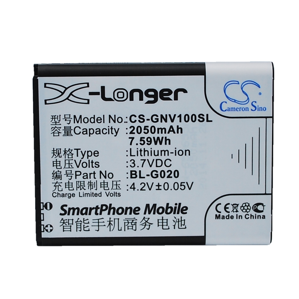 Cameron Sino X-Longer CS-GNV100SL plochý pohľad na predný štítok: 2050mAh 7,59Wh 3,7V Li-ion