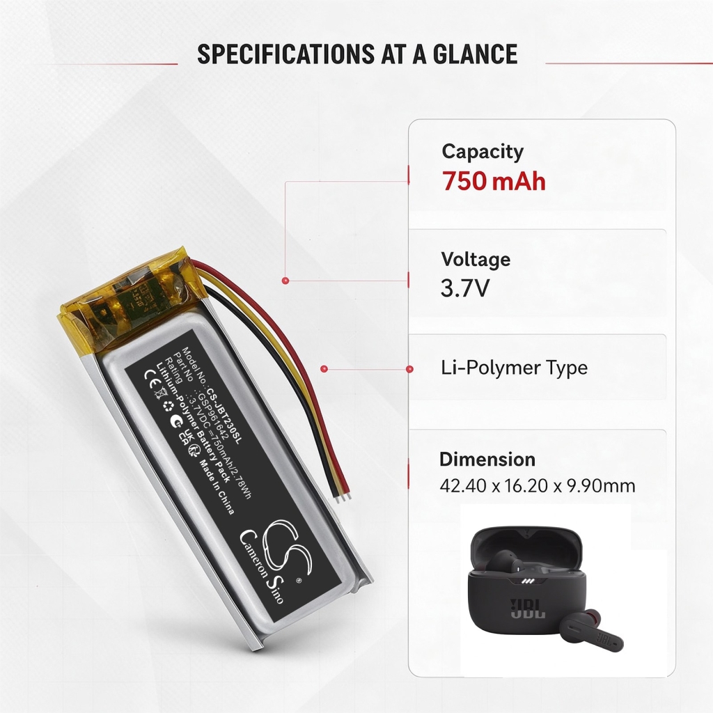 Batérie kompatibilné s JBL Tune 230NC Charging Case Beam 230NC Charging Case Beam Earbuds charging Case CS-JBT230SL