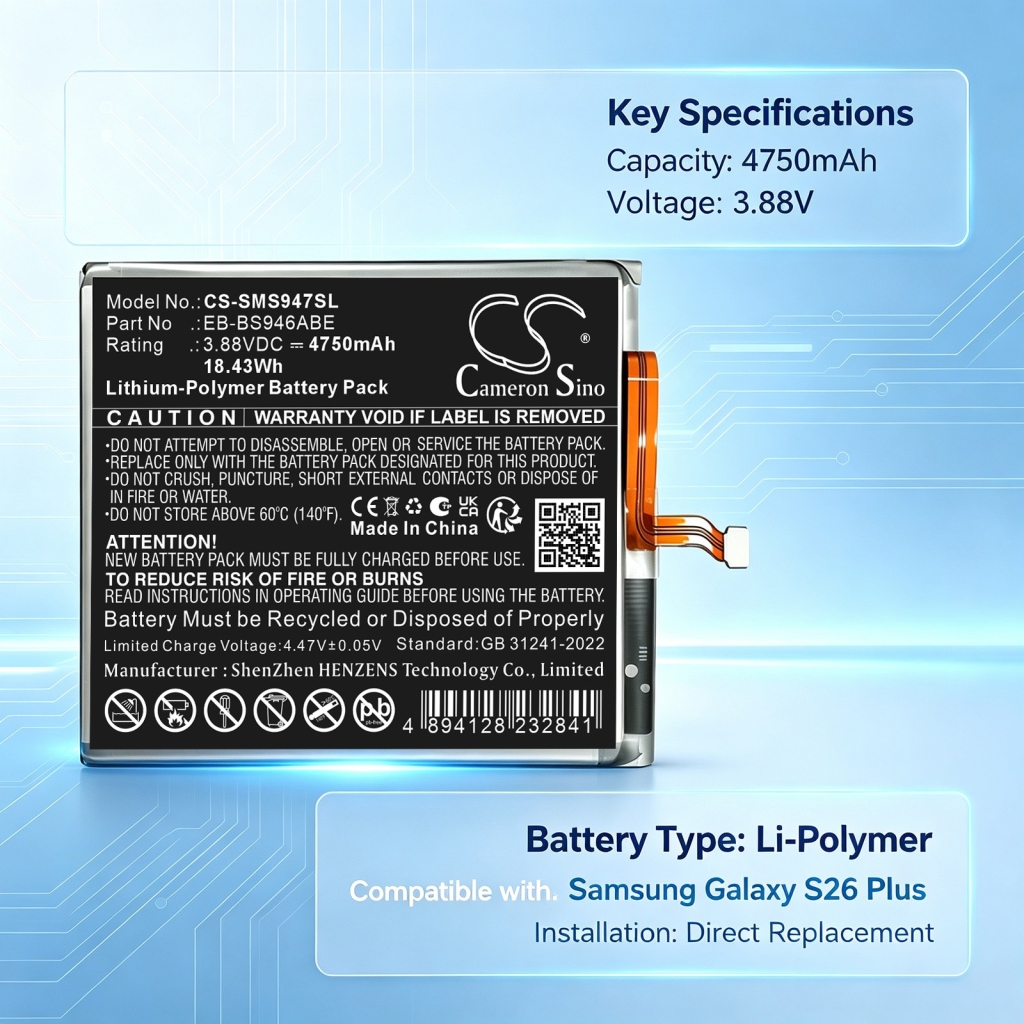 Batérie kompatibilné s Samsung Galaxy S26 Plus S26+ CS-SMS947SL